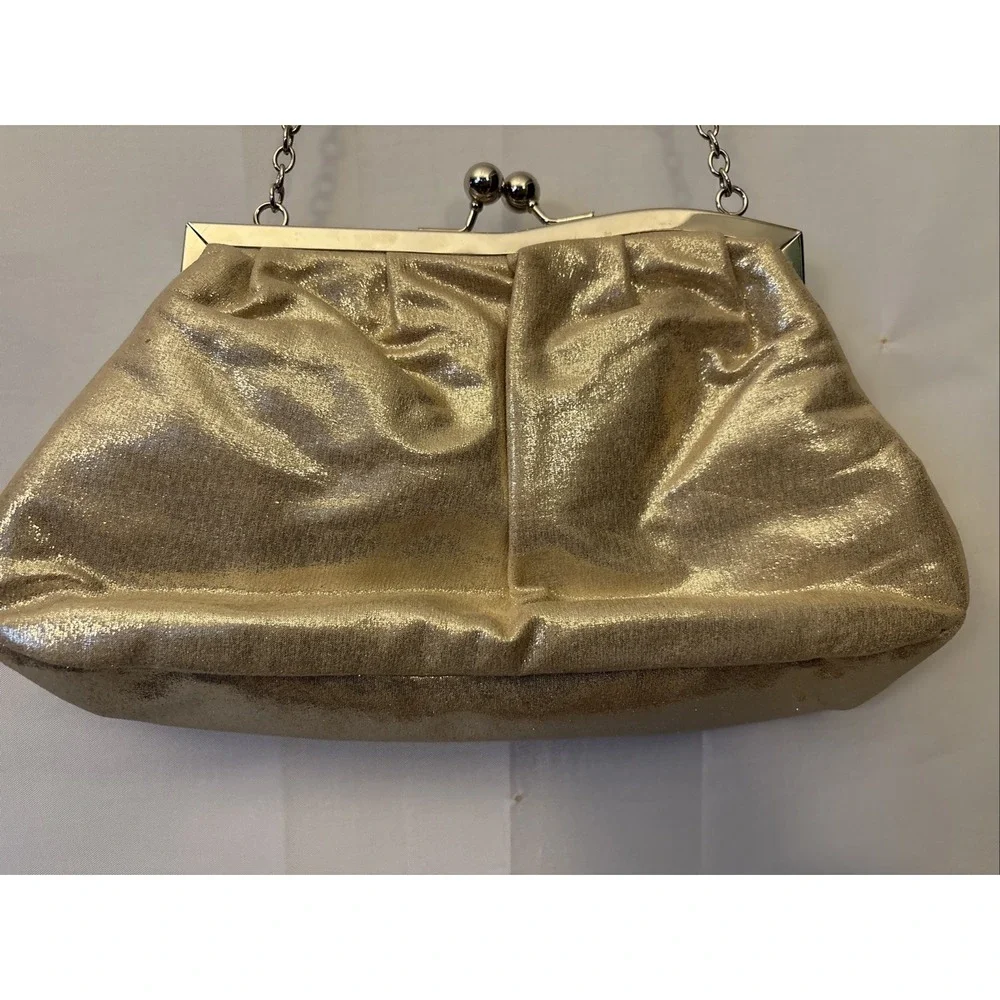 Vintage 90's gold metallic handbag w/ chain strap‎ Jessica McClintock Formal